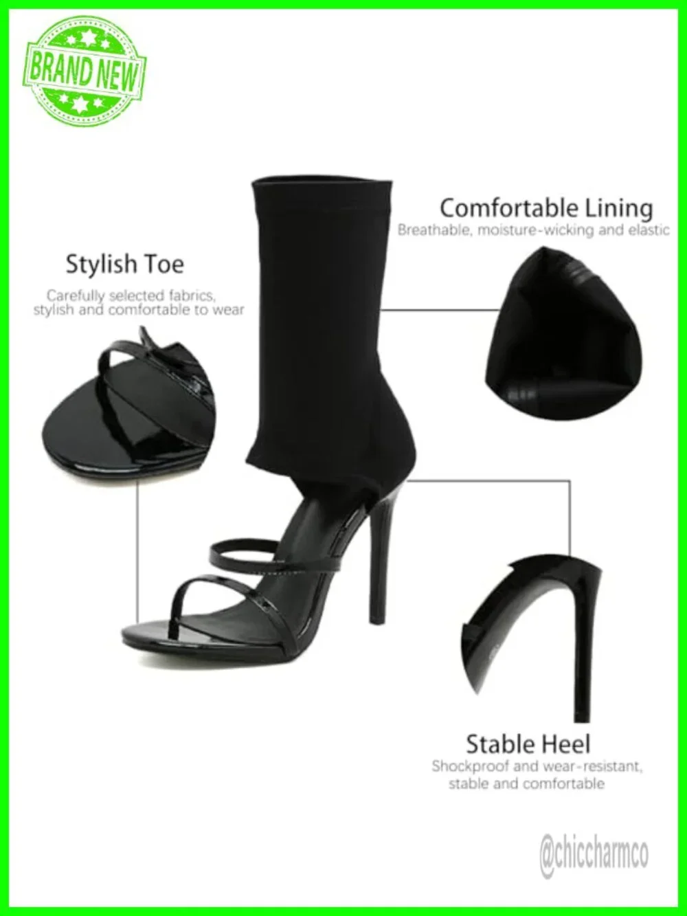 Stretchy High Top Stiletto Gladiator Sandals Open Toe Heels Elastic Ankle Boot